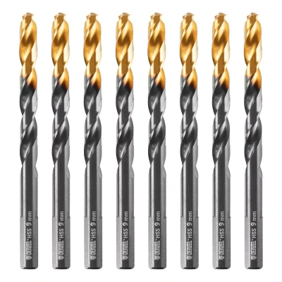 Сверло по металлу, 9 мм, HSS-Tin, Golden Tip, 8 шт. Denzel 717221