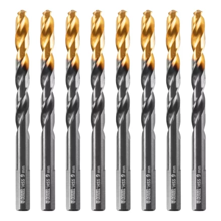 Сверло по металлу, 9 мм, HSS-Tin, Golden Tip, 8 шт. Denzel 717221 купить в Когалыме