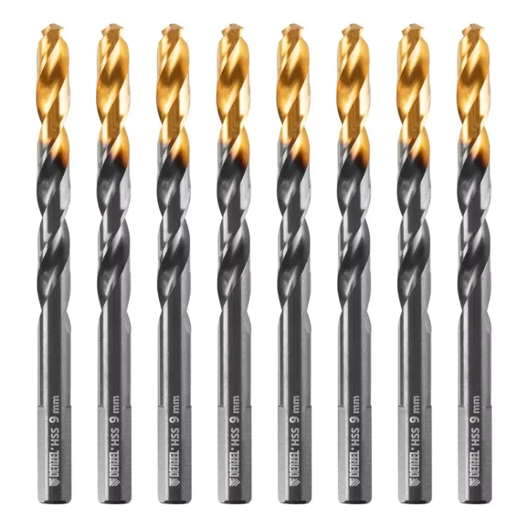 Сверло по металлу, 9 мм, HSS-Tin, Golden Tip, 8 шт. Denzel 717221 купить в Когалыме