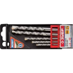 Набор ЗУБР Сверла по бетону ударные, 4-5-6-8-10 мм, пластиковый бокс, 5 шт 29140-H5