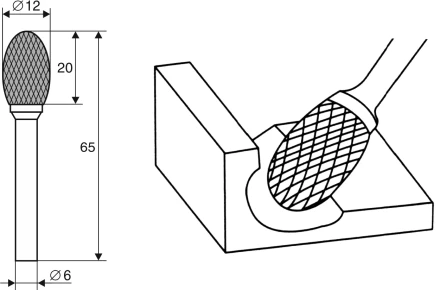 Борфреза Овальная E 6х12 Энкор 21707 купить в Когалыме