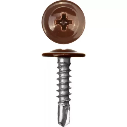 Саморезы ЗУБР с прессшайбой и сверлом по листовому металлу до 2мм, окрашенные в RAL-8017, PH2, 4,2х16мм, 500шт 300211-42-016-8017 купить в Когалыме