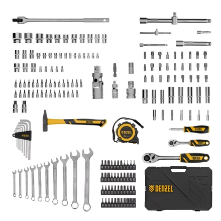 Набор инструментов Denzel 15806, 1/2", 1/4", CrV, S2, пластиковый кейс, 194 предмета купить в Когалыме