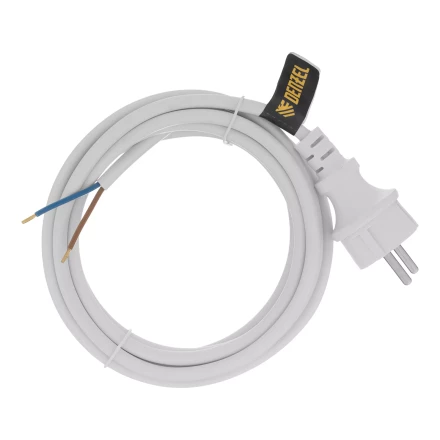 Шнур сетевой Denzel Energy Series, ПВС, 3 м, 2 x 1,5 мм, с неразборной вилкой, белый, 3 м, 37672 купить в Когалыме