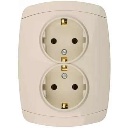 Розетка СВЕТОЗАР "CITY LIGHT" двойная в сборе, с заземлением, цвет бежевый, 16А/~250В SV-54207-B купить в Когалыме