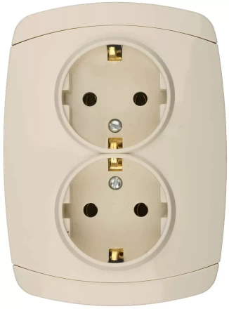 Розетка СВЕТОЗАР "CITY LIGHT" двойная в сборе, с заземлением, цвет бежевый, 16А/~250В SV-54207-B купить в Когалыме