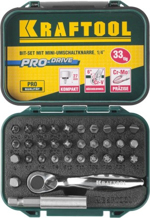 PRO. Наборы в боксе: БИТЫ KRAFTOOL PRO-Drive 26157-H33 купить в Когалыме