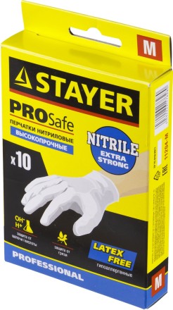 Перчатки STAYER &quot;PROFI&quot; нитриловые экстратонкие, M, 10шт 11204-M купить в Когалыме
