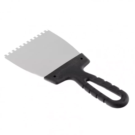 Шпатель из нержавеющей стали 100 мм зуб 4 х 4 мм пластмассовая ручка Россия 85138 купить в Когалыме