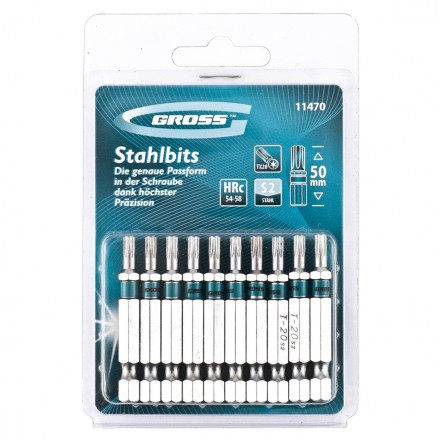 Набор бит TORX 20х50 сталь S2 10 шт GROSS 11470 купить в Когалыме