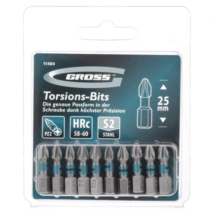 Набор бит торсионных PZ2x25 мм для ударных шуруповертов 10 шт. Gross 11484 купить в Когалыме