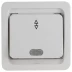 Выключатель СВЕТОЗАР "ГАММА" проходной одноклавишный, с подсветкой, цвет белый, 10А/~250В SV-54138-W купить в Когалыме