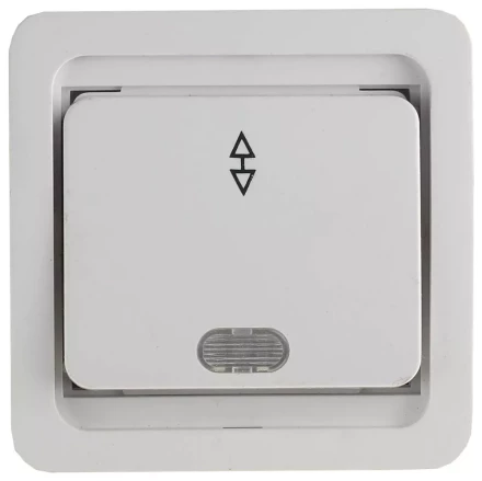 Выключатель СВЕТОЗАР "ГАММА" проходной одноклавишный, с подсветкой, цвет белый, 10А/~250В SV-54138-W купить в Когалыме