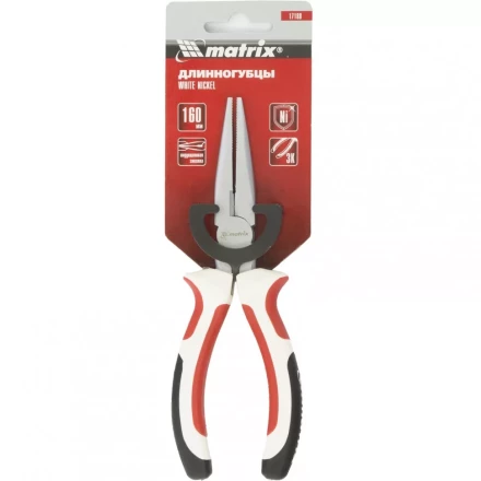 Длинногубцы White Nickel 200 мм прямые никелированные трехкомпонентные рукоятки MATRIX 17190 купить в Когалыме