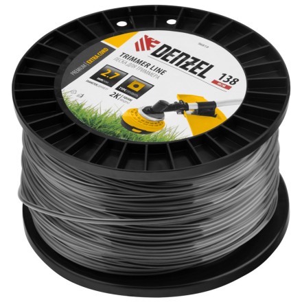 Леска для триммера двухкомпонентная квадрат, 2,7мм х 138м, на DIN катушке EXTRA CORD// Denzel 96819 купить в Когалыме