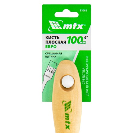 Кисть плоская &quot;Евро&quot; 4&quot;, смешанная щетина, деревянная ручка MTX 83082 купить в Когалыме