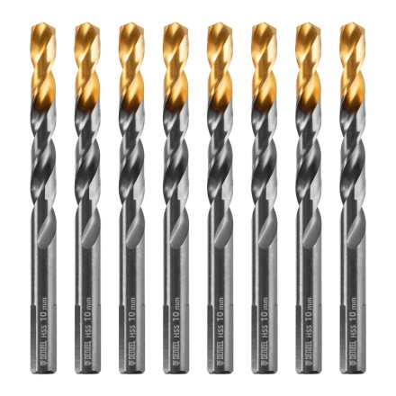 Сверло по металлу, 10 мм, HSS-Tin, Golden Tip, 8 шт. Denzel 717222 купить в Когалыме
