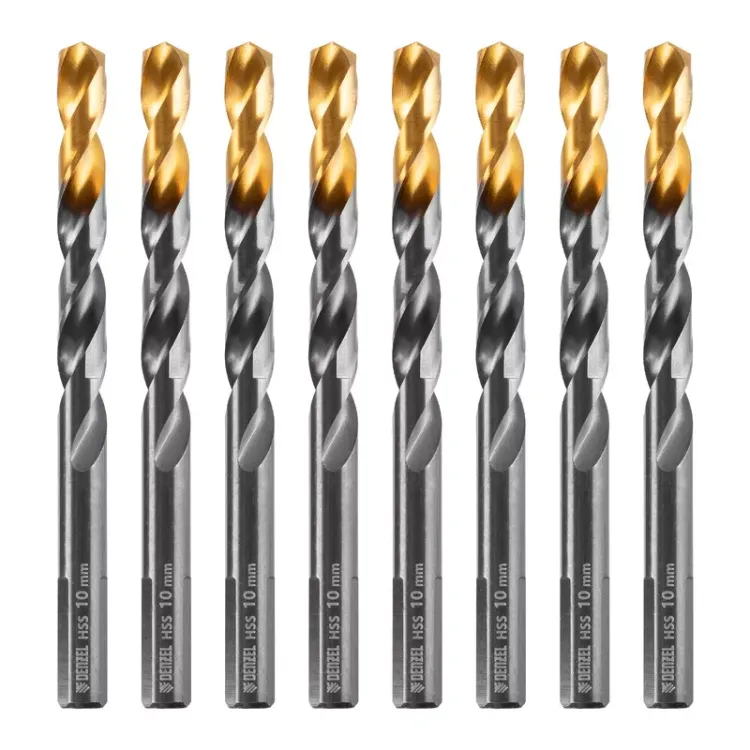 Сверло по металлу, 10 мм, HSS-Tin, Golden Tip, 8 шт. Denzel 717222 купить в Когалыме