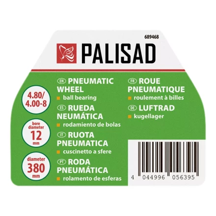 Колесо пневматическое Palisad 4.80/4.00-8 D380мм, подш. внут. диам. 12мм, длина оси 80мм 689468 купить в Когалыме