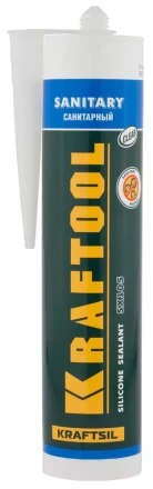 Герметик силиконовый KRAFTOOL прозрачный, санитарный, для помещений с повышенной влажностью, 300мл 41255-2 купить в Когалыме