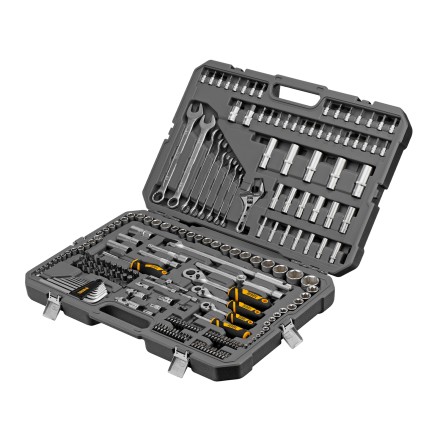 Набор инструментов Denzel 15807, 1/2&quot;, 1/4&quot;, 3/8&quot;, CrV, S2, пластиковый кейс, 216 предметов купить в Когалыме
