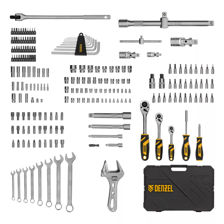 Набор инструментов Denzel 15807, 1/2", 1/4", 3/8", CrV, S2, пластиковый кейс, 216 предметов купить в Когалыме