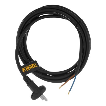 Шнур сетевой Denzel Energy Series, ПВС, 3 м, 2 x 1,5 мм, с неразборной вилкой, черный, 3 м, 37673 купить в Когалыме