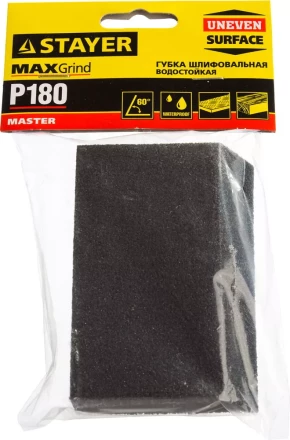 Губка шлифовальная STAYER "MASTER" угловая, зерно - оксид алюминия, Р180, 100 x 68 x 42 x 26 мм, средняя жесткость 3561-180 купить в Когалыме