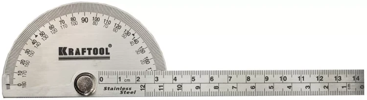 Транспортир KRAFTOOL с линейкой из нержавеющей стали, 200мм 34290 купить в Когалыме