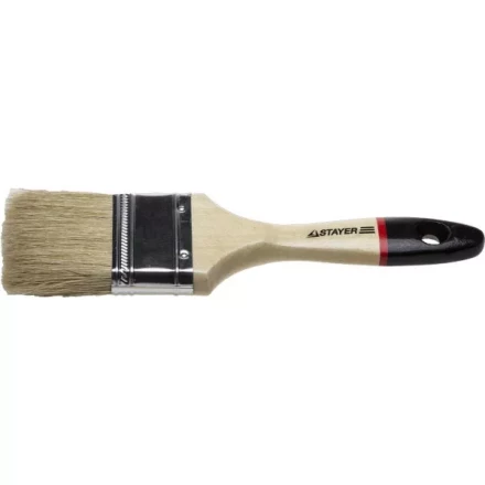 Кисть плоская STAYER "UNIVERSAL-EURO", светлая натуральная щетина, деревянная ручка, 75мм 0102-075 купить в Когалыме