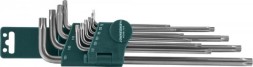 Набор ключей угловых Torx EXTRA LONG с центрирующим отверстием T9-T50 Jonnesway H08S110S 48066