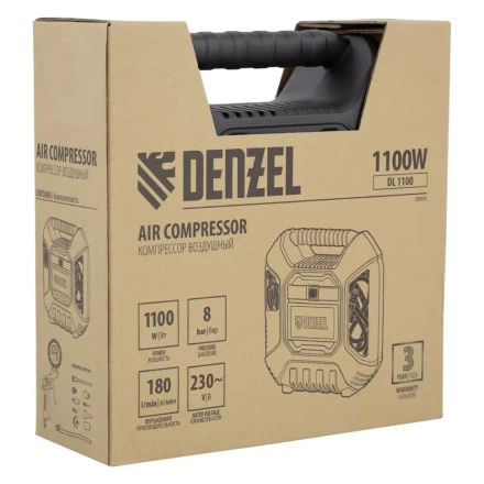 Компрессор воздушный DL1100 1.1 кВт, 180 л/мин, с набором аксессуаров Denzel 58005 купить в Когалыме