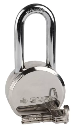 Замок ЗУБР "ЭКСПЕРТ" навесной, стальной корпус, удлиненная закаленная дужка, 65мм 37272-65 купить в Когалыме