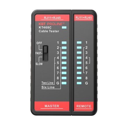 LAN-тестер кабельный КВТ KT 468C для проверки витой пары и телефонного кабеля (88552) купить в Когалыме