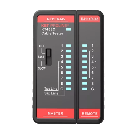 LAN-тестер кабельный КВТ KT 468C для проверки витой пары и телефонного кабеля (88552) купить в Когалыме
