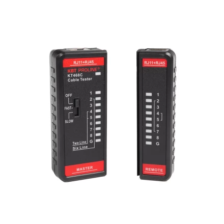 LAN-тестер кабельный КВТ KT 468C для проверки витой пары и телефонного кабеля (88552) купить в Когалыме