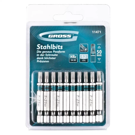 Набор бит TORX 25х50 сталь S2 10 шт GROSS 11471 купить в Когалыме