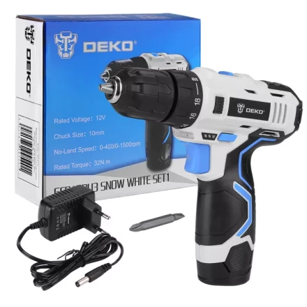 Дрель аккумуляторная DEKO GCD12DU3 SNOW WHITE SET1, 063-4170 купить в Когалыме
