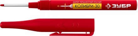ЗУБР Колибри-30 красный, наконечник L 30 мм,  2.8 мм, перманентный маркер для отверстий (06338-3) купить в Когалыме