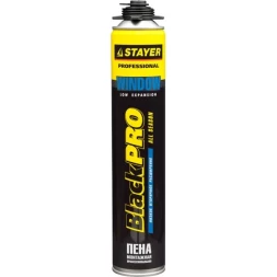 Пена "BlackPRO WINDOW" профессиональная, монтажная, пистолетная, всесезонная, 750мл, STAYER 41136