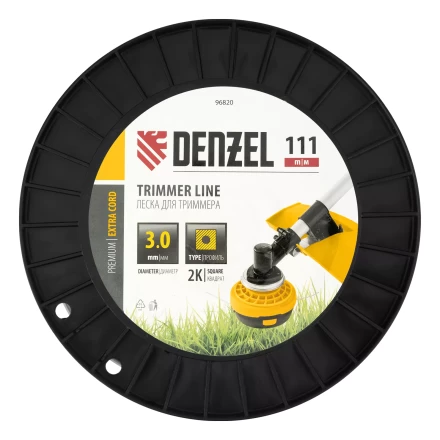 Леска для триммера двухкомпонентная квадрат, 3,0мм х 111м, на DIN катушке EXTRA CORD// Denzel 96820 купить в Когалыме