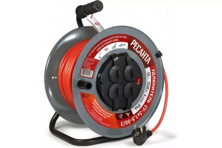 Удлинитель силовой на металлической катушке Ресанта СУ-3х1,5-50/3 (с выкл., 4 розетки, IP44) 61/118/8 купить в Когалыме