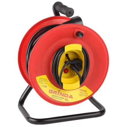 Удлинитель на катушке, 1 гнездо, евророзетка, 50м, заземление, защита от перегрузки, GRINDA 8-43665-50 купить в Когалыме