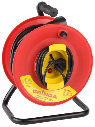 Удлинитель на катушке, 1 гнездо, евророзетка, 50м, заземление, защита от перегрузки, GRINDA 8-43665-50 купить в Когалыме