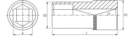 Головка торцевая глубокая 1/2&quot;DR 12 мм S04HD4112 Jonnesway 47235 купить в Когалыме