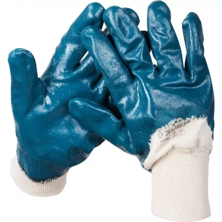 Перчатки ЗУБР "МАСТЕР" рабочие с манжетой, с нитриловым покрытием ладони, размер L (9) 11273-L купить в Когалыме