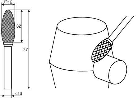 Борфреза Факеловидная H 6х12 Энкор 21714 купить в Когалыме