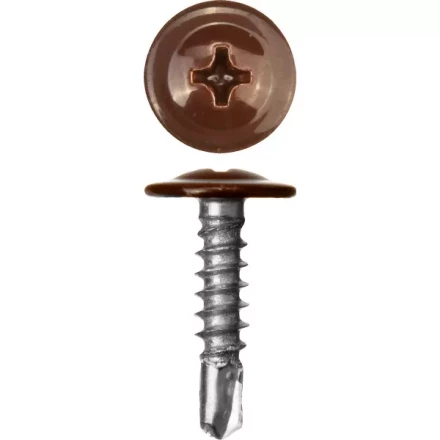 Саморезы ЗУБР с прессшайбой и сверлом по листовому металлу до 2мм, окрашенные в RAL-8017, PH2, 4,2х25мм, 400шт 300211-42-025-8017 купить в Когалыме