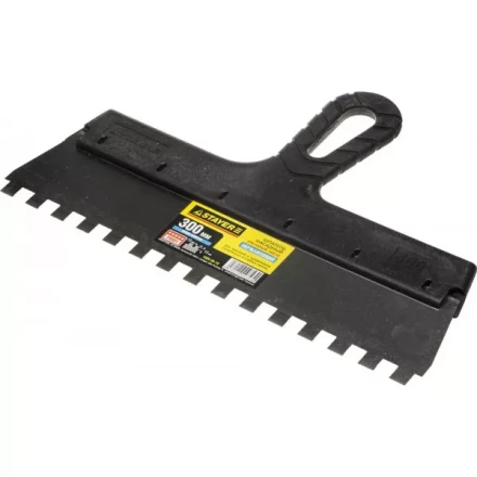 Шпатель STAYER "PROFESSIONAL" нержавеющий зубчатый с пластмассовой ручкой, 300мм, зуб 10х10мм 1009-30-10 купить в Когалыме