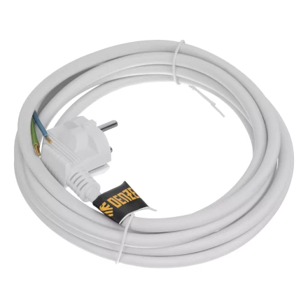 Шнур сетевой Denzel Energy Series, ПВС, 3 м, 3 x 1,5 мм, с неразборной вилкой, белый, 3 м, 37674 купить в Когалыме
